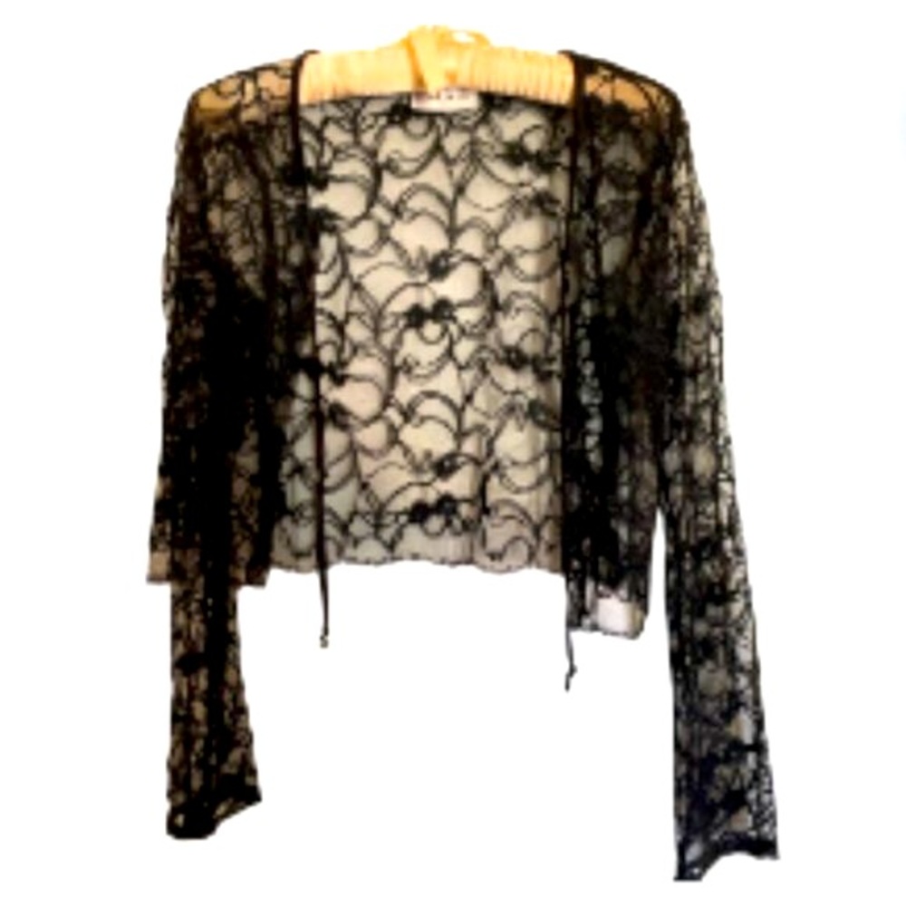 Open Sheer Lace Black Bolero Jacket XS-S